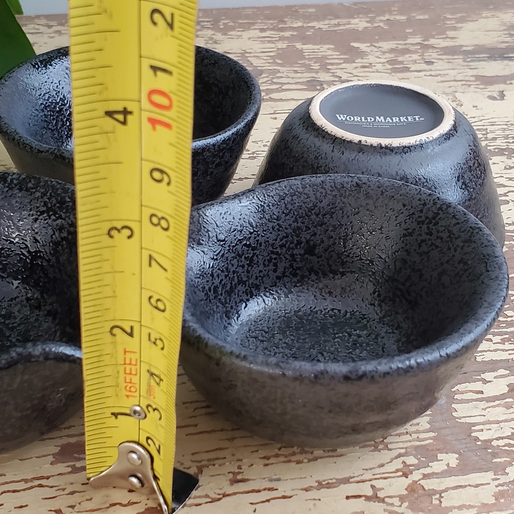 World Market Set Of 4 Black Small Bowls Sauce Dipping Bowls Tasting Bowls - Picture 4 of 6